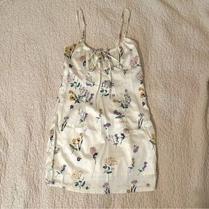 White silk floral mini dress